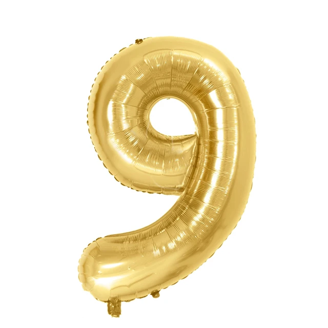 Alt view image 3 of 6 - 34" Gold Number 9 Foil Balloon, by Way To Celebrate