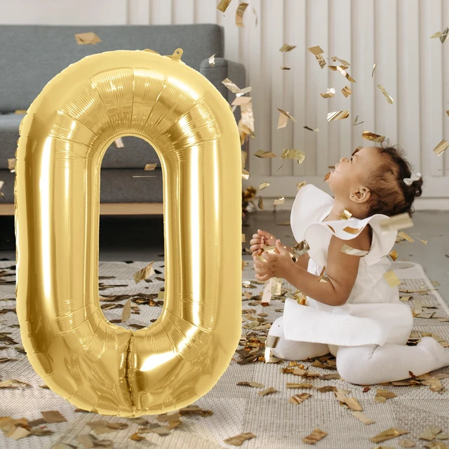 Alt view image 3 of 6 - 34" Gold Number 0 Foil Balloon, by Way To Celebrate