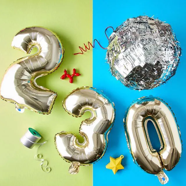 Alt view image 4 of 6 - 34" Gold Number 0 Foil Balloon, by Way To Celebrate