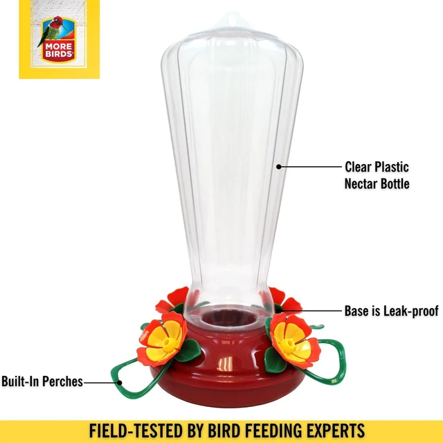 Alt view image 2 of 5 - More Birds Hollyhock Hummingbird Feeder with 25 oz Nectar Capacity - Clear Plastic Design
