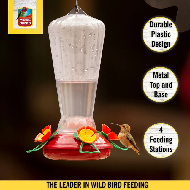 Alt view image 5 of 5 - More Birds Hollyhock Hummingbird Feeder with 25 oz Nectar Capacity - Clear Plastic Design