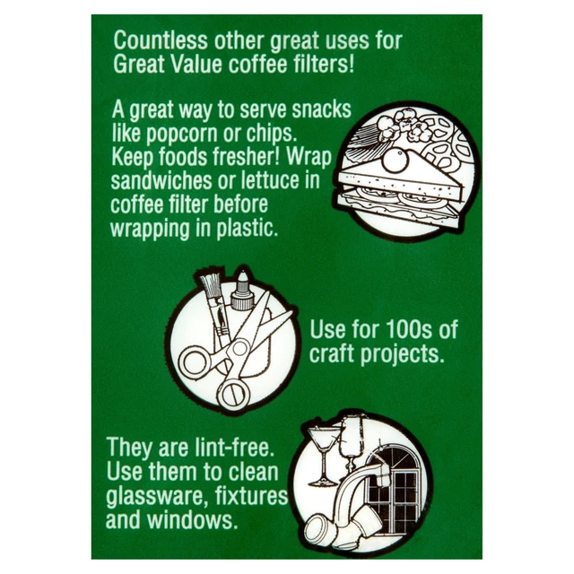 Alt view image 5 of 6 - (2 pack) Great Value #4 Cone Coffee Filters, 100 count
