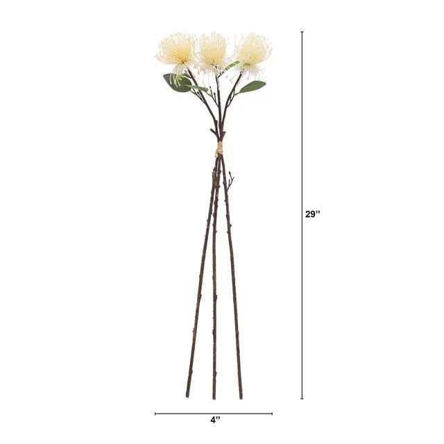Alt view image 4 of 7 - Better Homes & Gardens 29 in Artificial Mixed Dried White Floral Stem Bundle, Set of 3