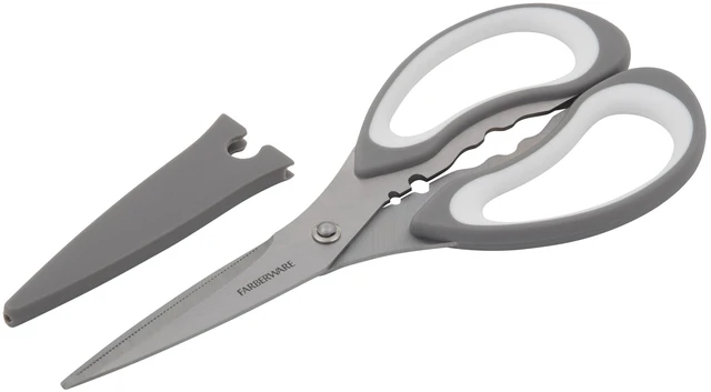 Main image of Farberware All Purpose Scissors with Blade Cover and Soft Grip Handles and Razor Sharp Blades, Gray