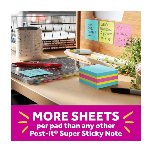 Alt view image 5 of 6 - Post-it Super Sticky Notes Cube, 3 in x 3 in, Bright Colors, 1 Cube