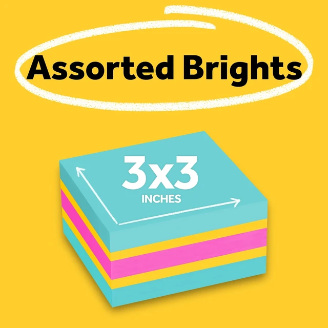 Alt view image 3 of 6 - Post-it Super Sticky Notes Cube, 3 in x 3 in, Bright Colors, 1 Cube