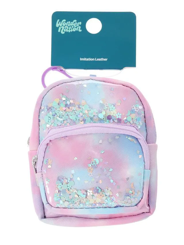 Alt view image 2 of 4 - Wonder Nation Mini Backpack Clip-on Storage Pouch, Pastel Multicolor, Girls