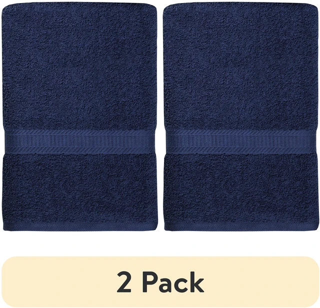 Main image of (2 pack) Mainstays Bath Towel, 100% Cotton, Highly Absorbent, Navy