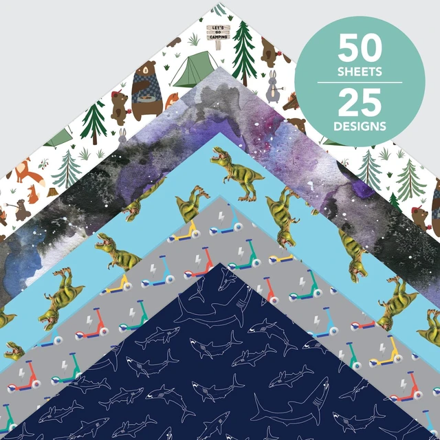 Alt view image 6 of 7 - Roobee by Mara-Mi Dinosaur and Shark Scrapbook Paper 12" x 12" - 24 lb/ 100 GSM, 50 sheets