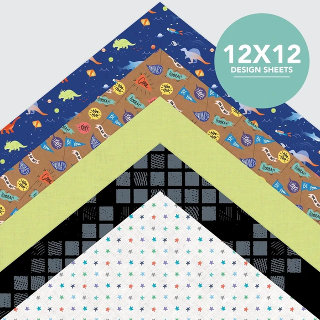 Alt view image 2 of 7 - Roobee by Mara-Mi Dinosaur and Shark Scrapbook Paper 12" x 12" - 24 lb/ 100 GSM, 50 sheets