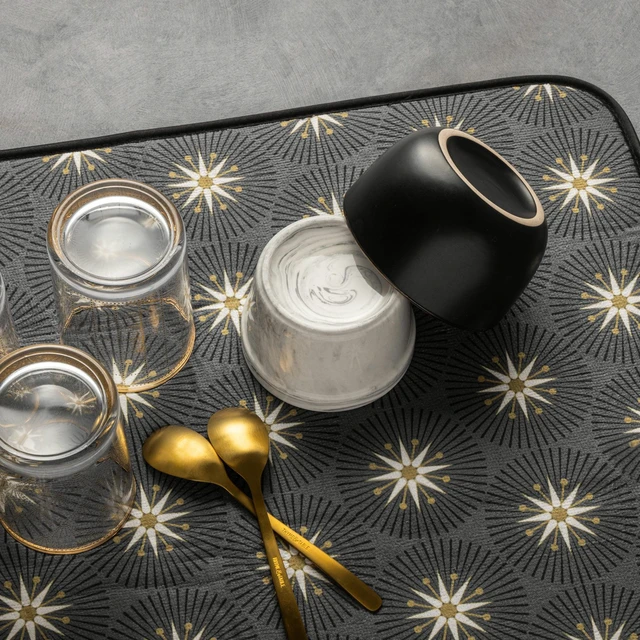 Alt view image 3 of 5 - Thyme & Table Starburst Dish Drying Mat, Gray & Gold, 18x24 inches