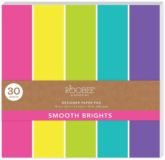 Main image of Roobee by Mara-Mi Bright Multicolor Cardstock Paper, 12" x 12," 200GSM, 30 Count New