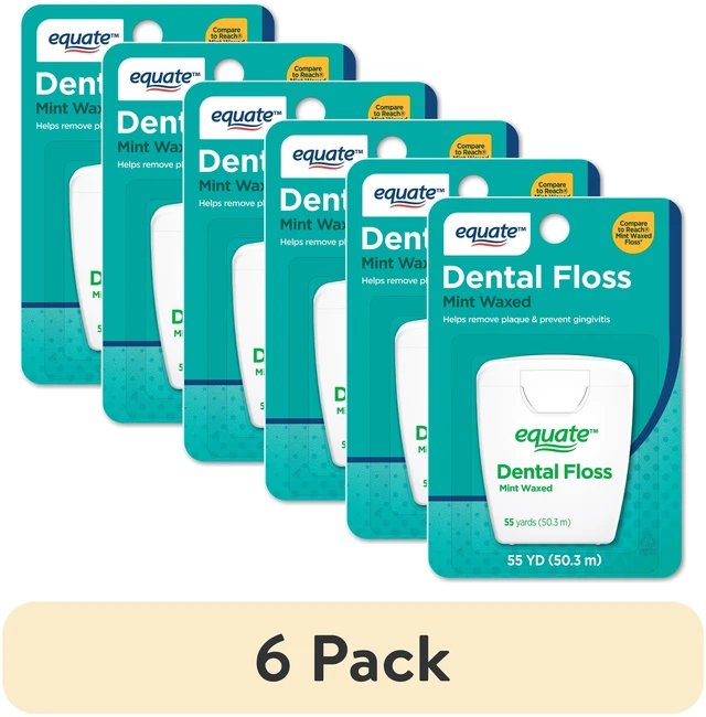 Main image of (6 pack) Equate Nylon Dental Floss, Mint Waxed, 55 yds