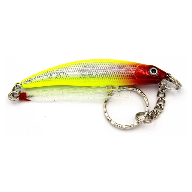 Alt view image 6 of 6 - (3 pack) Ozark Trail Fishing Lure Keychain, Hard Plastic Mini Lure Key Ring with Assorted Colors for Keys and Gear