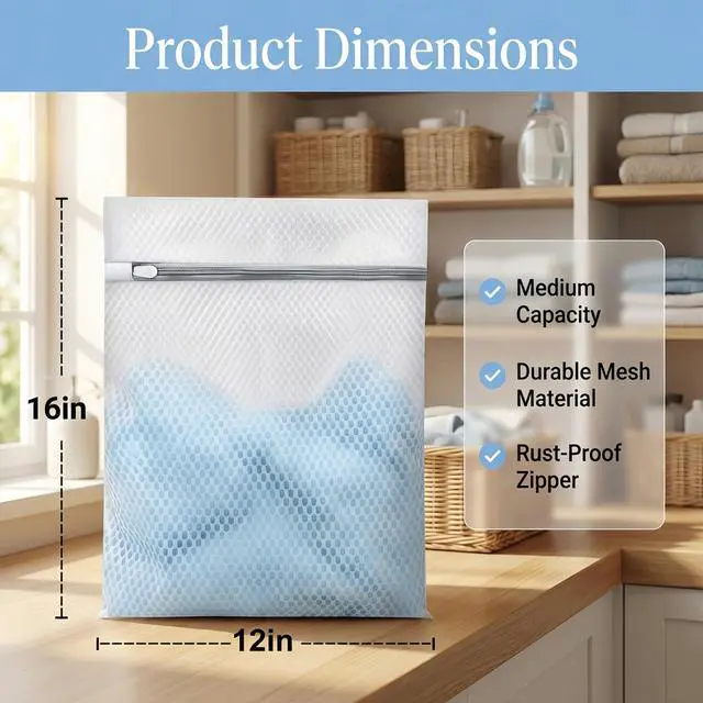 Alt view image 3 of 7 - 3Pcs Laundry Bags Mesh Wash Bags 9x12 Inches | (3 Small) | Upgraded Honeycomb & Fine Mesh, Extra Durable with Sturdy Zippers