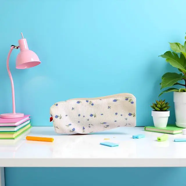 Alt view image 3 of 7 - Blue Women Fresh Style Pencil Bag Pencil Case Pen Holder Coin Pouch, Pen, and Marker CasesSimple Co