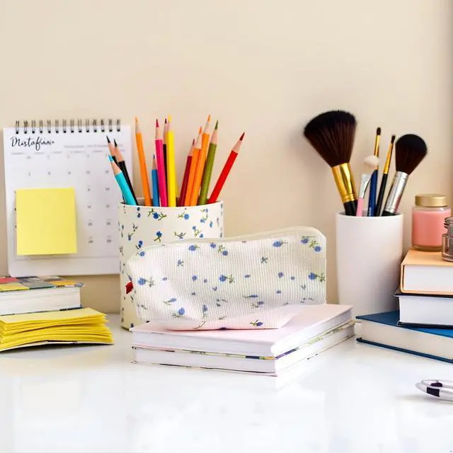 Alt view image 4 of 7 - Blue Women Fresh Style Pencil Bag Pencil Case Pen Holder Coin Pouch, Pen, and Marker CasesSimple Co