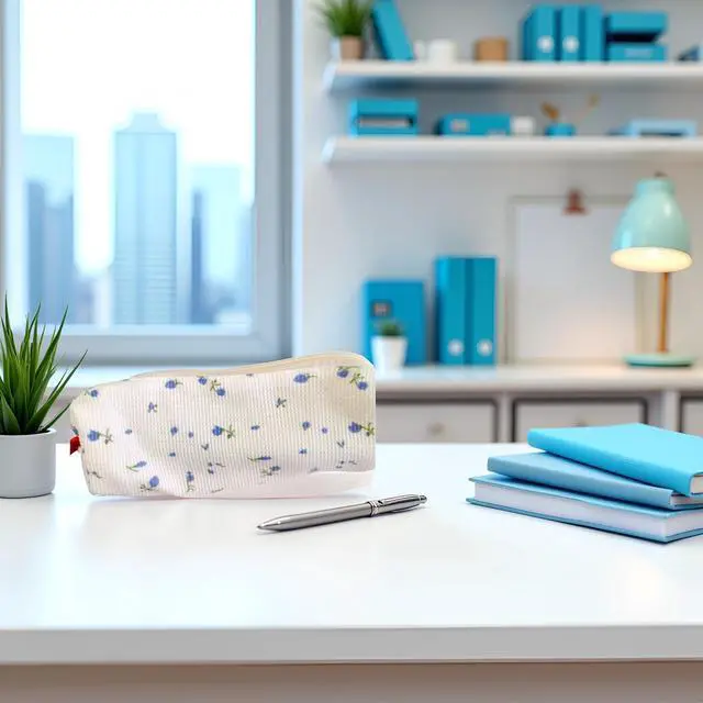Alt view image 5 of 7 - Blue Women Fresh Style Pencil Bag Pencil Case Pen Holder Coin Pouch, Pen, and Marker CasesSimple Co