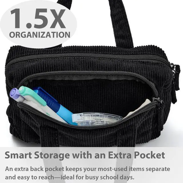 Alt view image 5 of 6 - Pencil Case Pouch, Corduroy Style Bag for Kids, Girls & Boys | 1800ml Big Capacity, Cute Preppy Aest