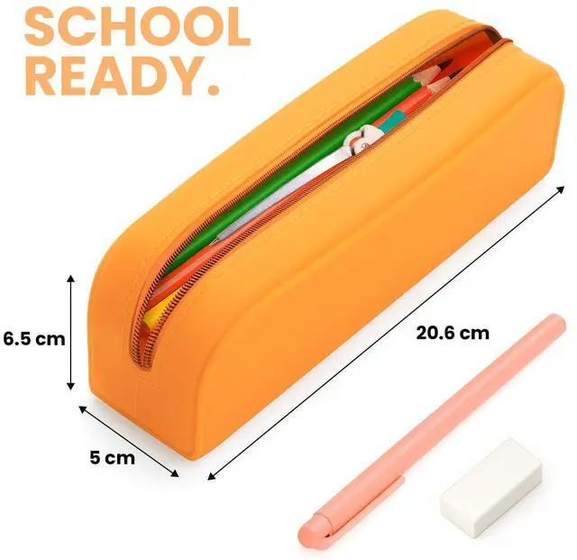 Alt view image 3 of 7 - Silicone Pencil Case Aesthetic Pencil Pouch for Women & Teens Cute Pen Case, Beige Makeup Bag, T