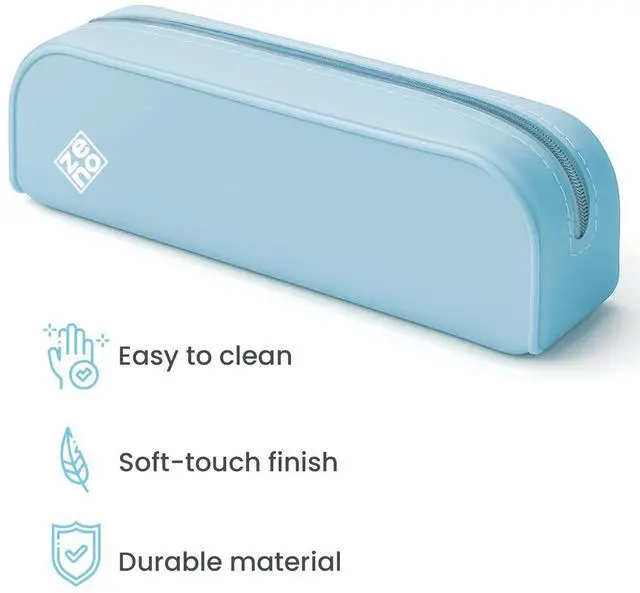 Alt view image 5 of 7 - Silicone Pencil Case Aesthetic Pencil Pouch for Women & Teens Cute Pen Case, Beige Makeup Bag, T