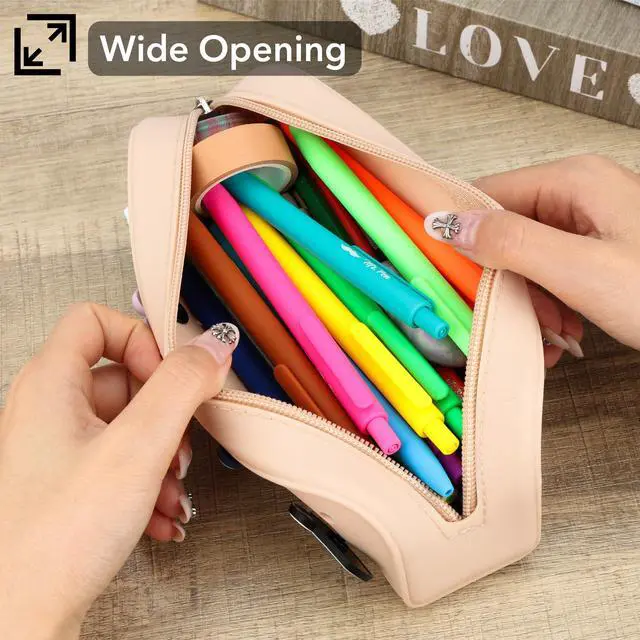 Alt view image 4 of 6 - Small Silicone Pencil Case with DIY Holes and 20 Decorative Charms | Aesthetic Pencil Bag f