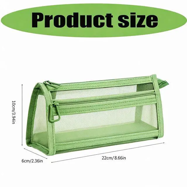 Alt view image 3 of 7 - Mesh Pencil Case Storage Bag Pouch Holder Box Organizer Green for Adult | Mesh Pencil Storage