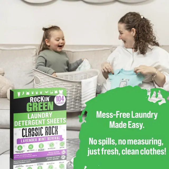 Alt view image 3 of 6 - Hard Water Detergent Sheets - Hard Rock Unscented 104 Loads | Plant based Enzyme Powered Detergent Sheets, Natural Odor Fighter, For Hard Water Laundry, Travel Friendly Sheets
