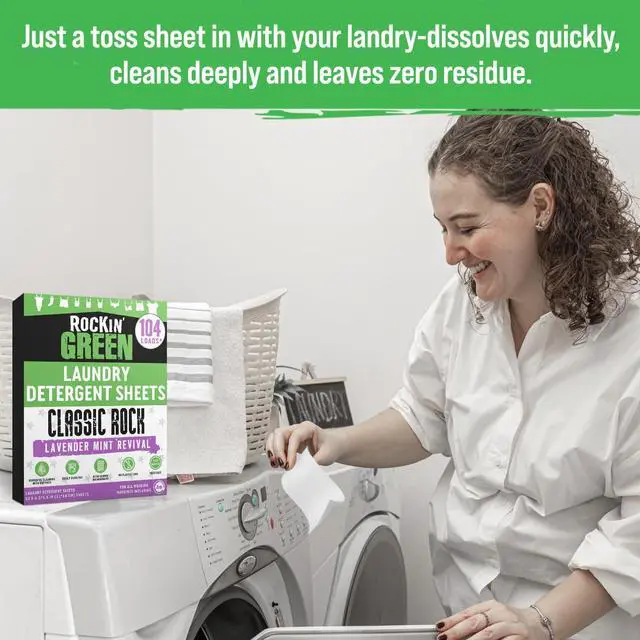 Alt view image 4 of 6 - Hard Water Detergent Sheets - Hard Rock Unscented 104 Loads | Plant based Enzyme Powered Detergent Sheets, Natural Odor Fighter, For Hard Water Laundry, Travel Friendly Sheets