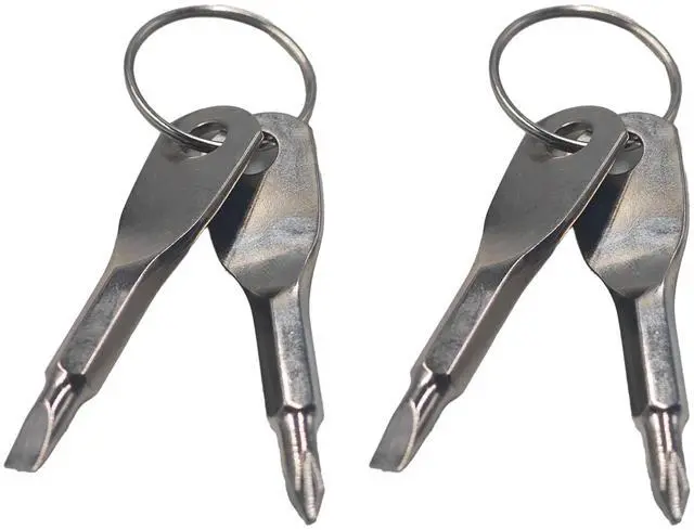 Main image of 2Pcs Keychain Screwdriver Set, Portable EDC Mini Pocket Multitool with Phillips & Flat Head, Stainle