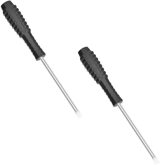 Main image of 2 Pcs Mini Slotted Screwdriver, 3mm Flat Head, 100mm, Black | 4" Total Length, Handle, Non-magnetic