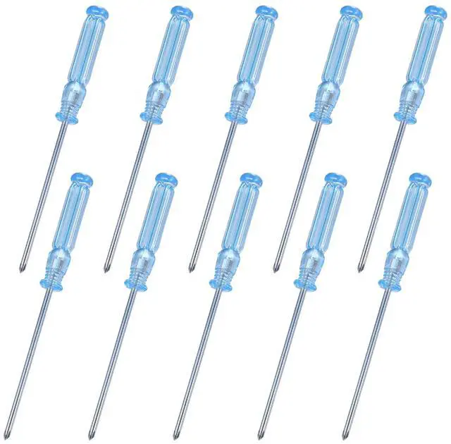 Main image of 10 Pcs Small Phillips Screwdriver, 2.5 mm Cross Head Precision Screwdriver Set with Non-Slip Blue Cl