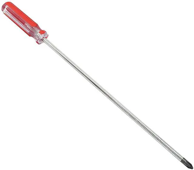 Main image of 10-Inch Phillips Screwdriver #1 | 5mm Shaft, Magnetic Tip, Red Handle, Extra Long for Repair