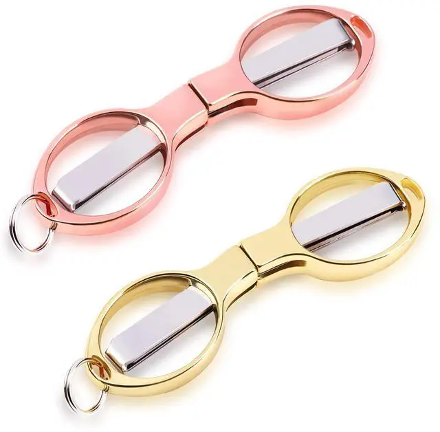 Main image of 2PCS Folding Scissors, Portable Travel Scissor, Gift for Men Glasses Shaped Mini Shear Telescopic Cu