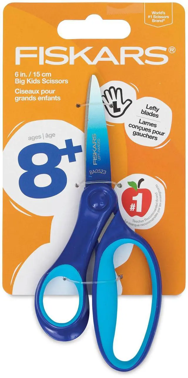 Main image of 6" Left-Handed Big Kids Scissors, Ages 8-11, Ombre Blue-Turquoise | Scissors with Safety Edge Blades