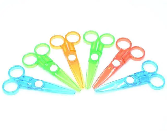 Main image of Plastic Safe Scissors, 6 Pcs Random Color 4.7 Inch Plastic Scissors No Harm to Hands for DIY Cutting