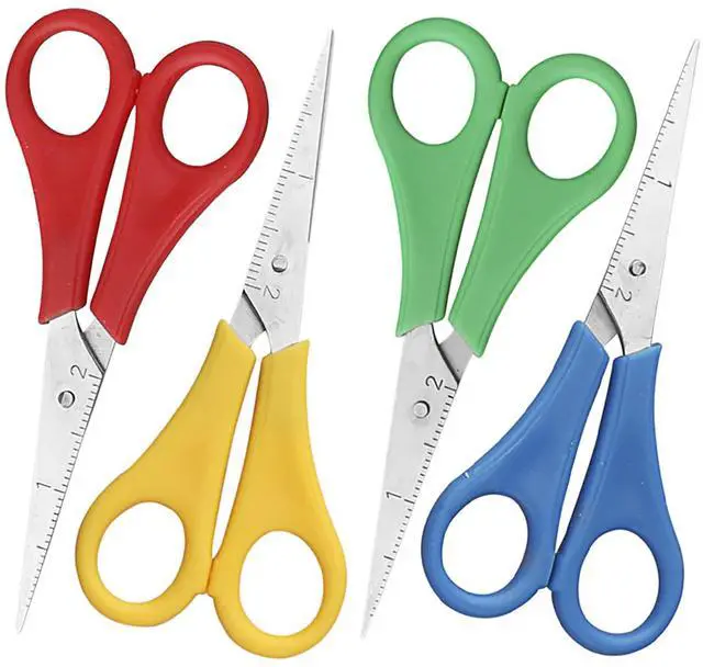 Main image of Scissors 4 Count Pointed Kids Scissors right and left-handed scissors variety colors scissors for sc