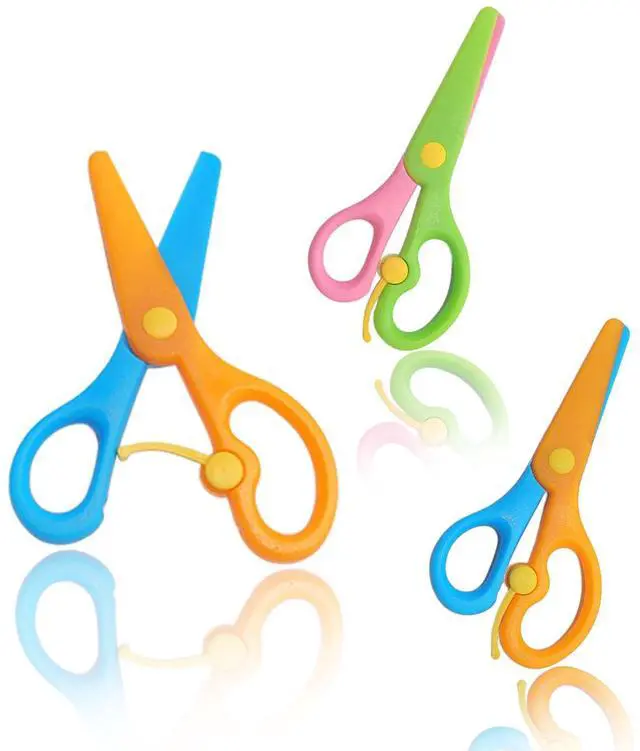 Main image of 2Pcs Safety Scissors for kids Blunt Tip Toddler Training Scissors, Colorful | ABS, Anti-Pinch Design