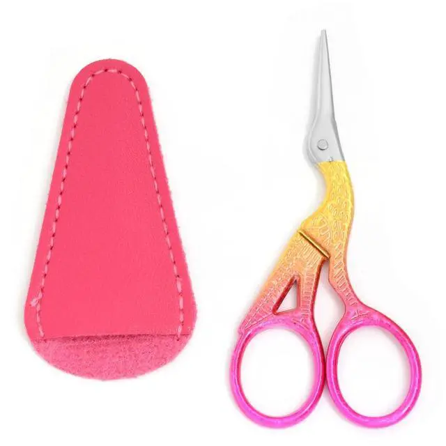 Main image of 3.6" Sewing Embroidery Scissors with Artificial Leather Cover(Golden Rose) | Stainless Steel Stork S