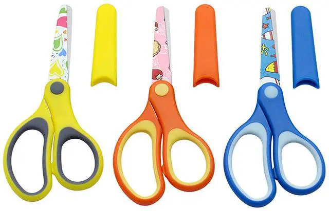 Main image of Print Blade Scissors, 3 Pcs 5.7 Inch Stainless Steel Blunt-Tip Safety Soft Grip Scissors for Home, A