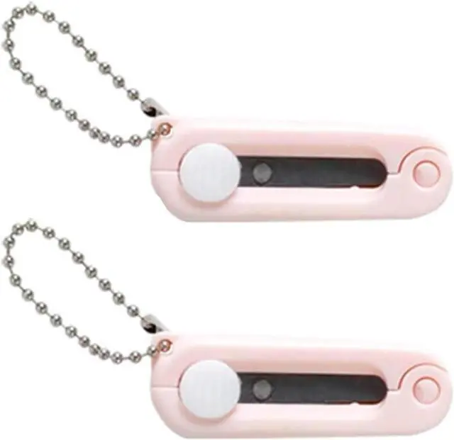 Main image of 2Pcs Pink Keychain Scissors,Folding Scissors,Safe Portable Travel,Foldable Telescopic Cutter Pocket,
