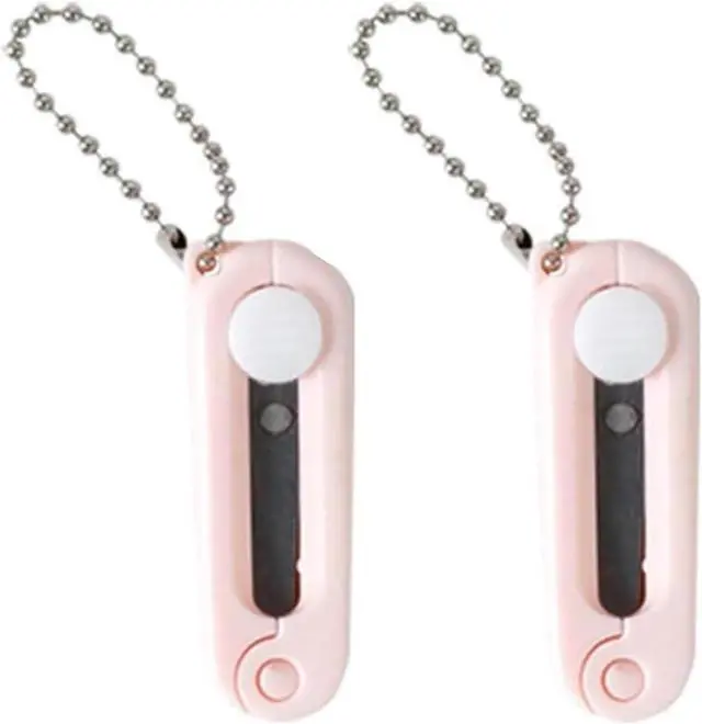 Main image of 2 Pcs Pink Folding Scissors Safe Portable Travel Scissors Foldable Telescopic Cutter Pocket Mini Sci