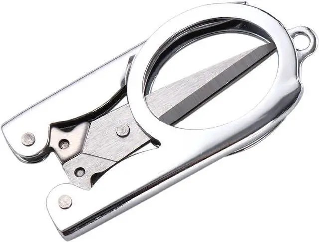 Main image of 1Pc Silver Folding Scissors Office Supplies Embroidery Foldable Pocket Stainless Steel Mini Fishing