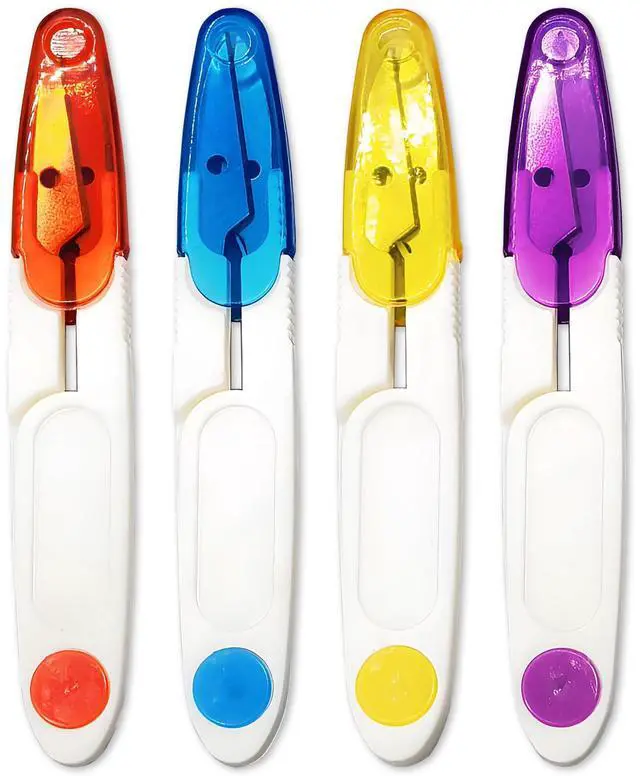 Main image of 4PCS Compact 4 Inch U Shaped Portable Scissors with Protective Safety Cover for Yarn, Cross-Stitch,