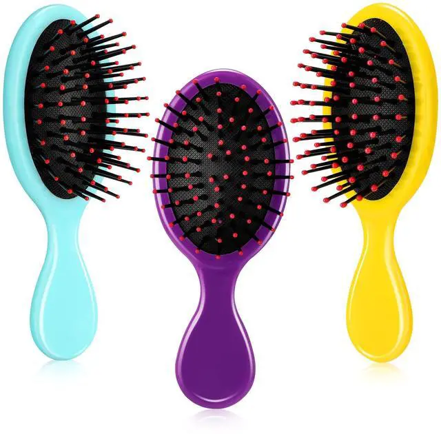 Main image of 3 Pieces Mini Hair Brushes for Kids Girls Small Wet Dry Hair Brush Travel Detangling Comb Soft Brist
