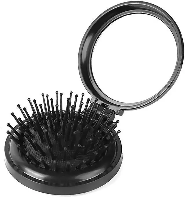 Main image of 1st Choice Folding Hair Brush with Mirror,Round Mini Compact Massage Comb for Purse/Pocket,Travel Si