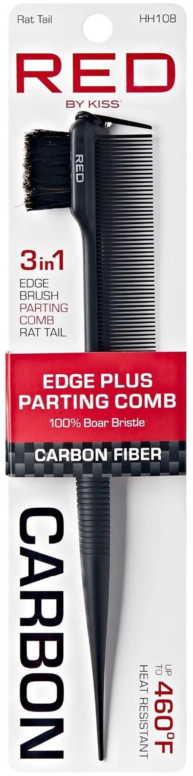 Main image of Carbon Fiber Edge Brush + Parting Comb, 3 in 1 Styling Tool, High Heat Resistance, 100% Boar Bristle