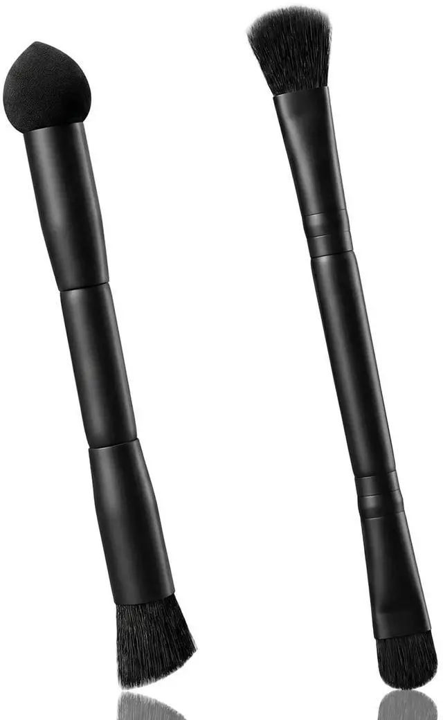 Main image of 2 Pcs Dual Ended Hairline Brushes, Root Touch Up Brush with Sponge | Soft Bristles Hairline Powder C