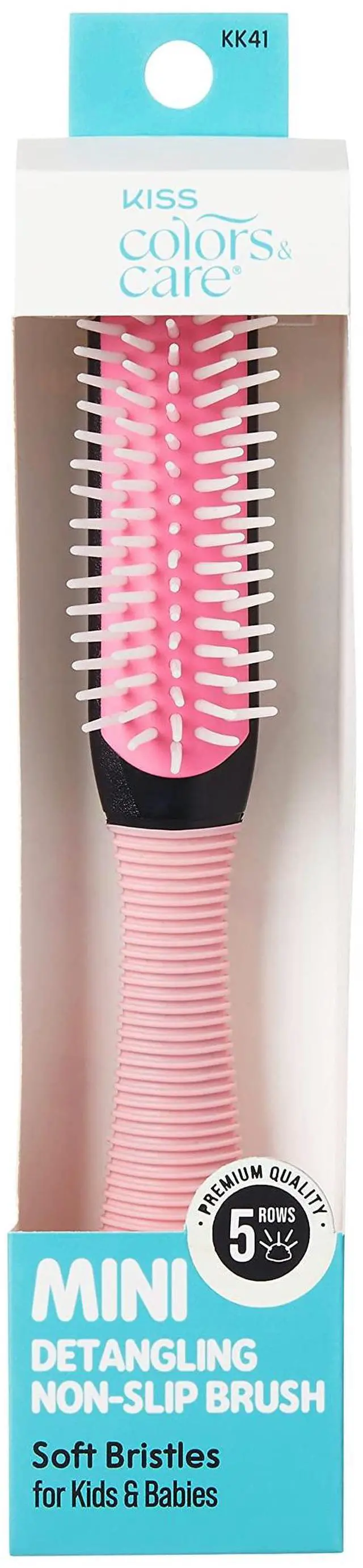 Main image of Mini Detangling Non-Slip Brush, 5 Rows of Soft Bristles, Gentle Knot-Free Results, Less Breakage, Fl