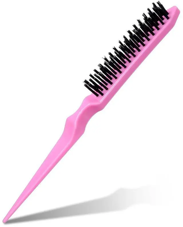 Main image of Boar Bristle Hair Brush for Women, Pink Teasing Hair Brush Nylon Bristles Salon Styling Edge Boar Br